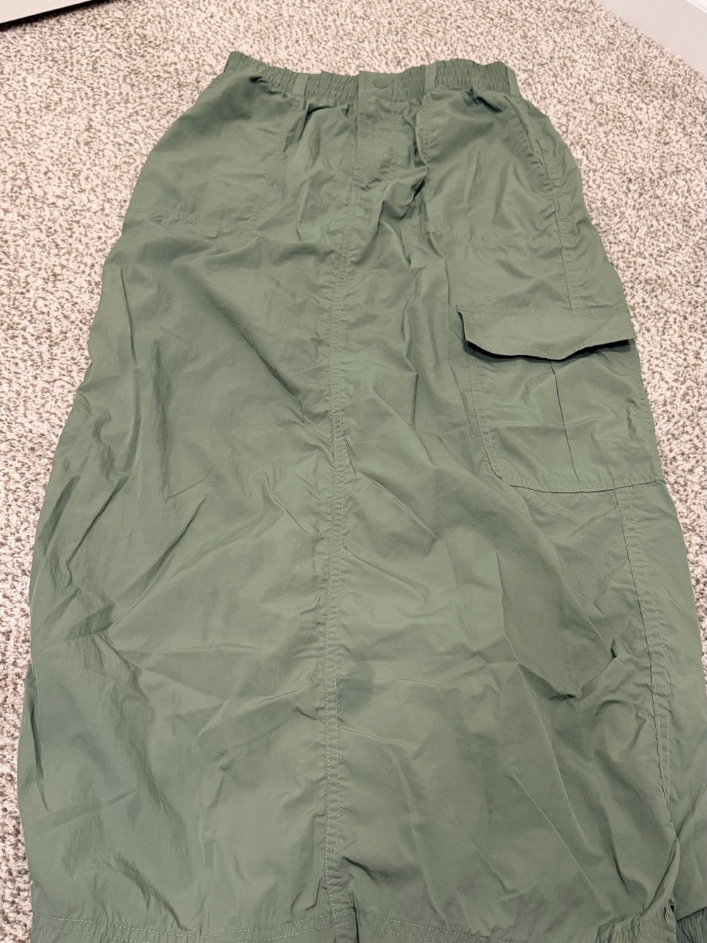Olive Green Maxi Cargo Skirt with Utility Pocket